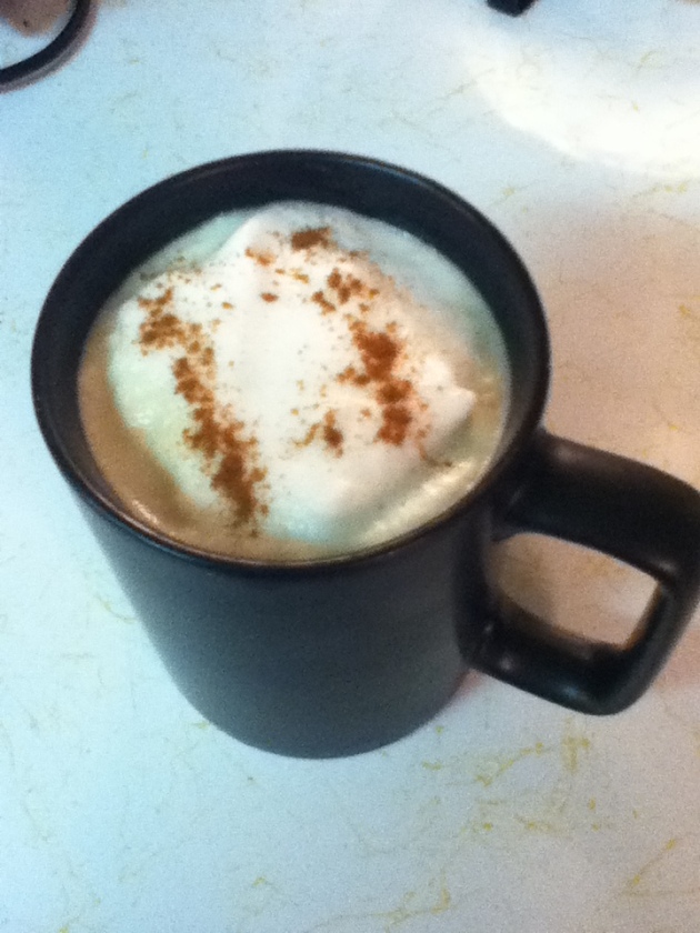 3/30: Coffee with Vanilla Creamer, Steamed Milk and Topped with Cinnamon